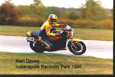 RZ-350 in WERA Production Class at Indianapolis Raceway Park, 1986. 